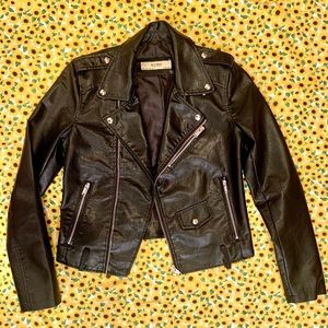 AFTF Basic Black Leather Jacket size small
